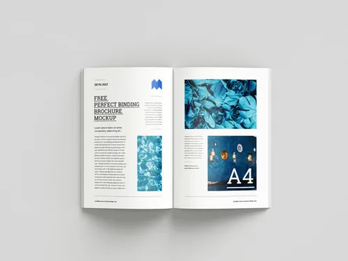 装订光面纸画册小册子设计展示样机PSD模板 Perfect binding brochure mockup