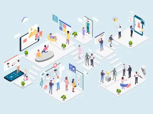 2.5D区块链技术概念插画Applied Blockchain Tec