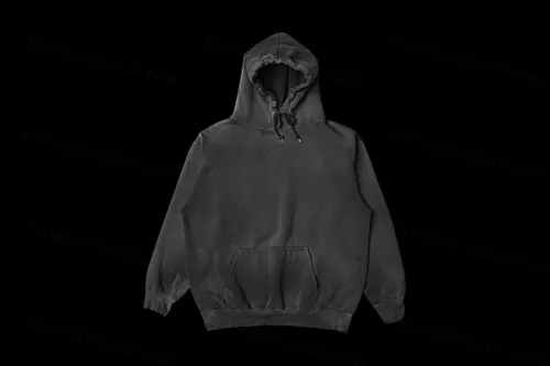 潮流街头加厚连帽卫衣连帽衫服饰设计贴图样机模板 Thrashed Hoodie Mockup