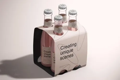 高质量啤酒瓶架外卖品牌包装设计展示样机模板 Glass Bo