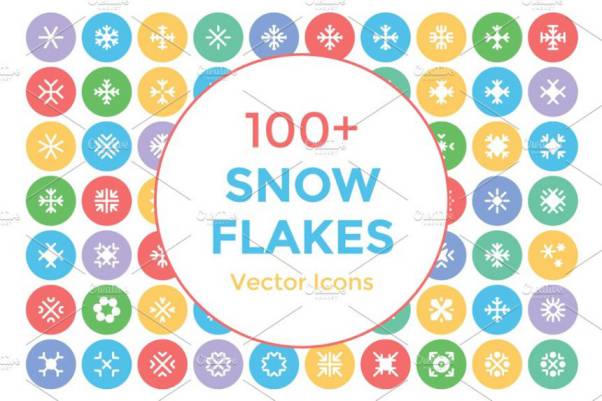 雪花片雪花状矢量圆型图标 100  Snow Flakes