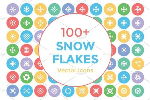 雪花片雪花状矢量圆型图标 100  Snow Flakes