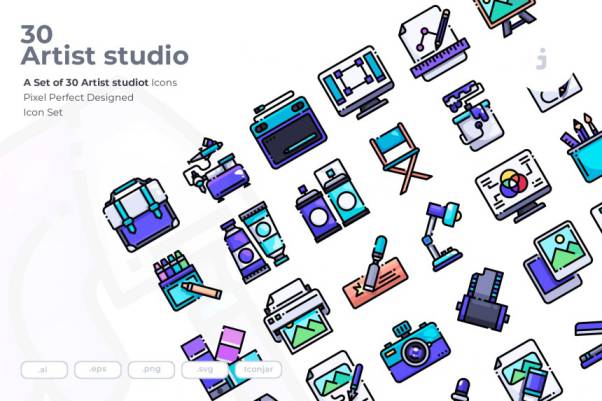 艺术工作室矢量图标下载 30 Artist studio Icons