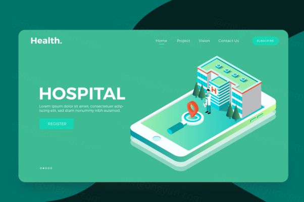 2.5D等轴等距医院医疗健康banner海报hospital vect