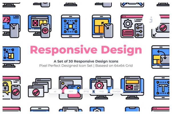 响应式设计主题矢量图标素材 30 Responsive Design