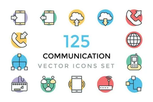 简约网络通信矢量图标 125 Communication Vector