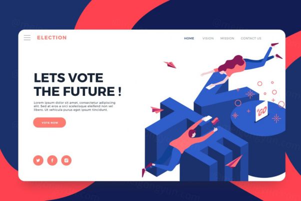 时尚高端简约扁平化风格2.5D投票选举election voting