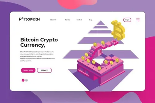 时尚高端3D立体2.5D等轴等距比特币区块链currency bann