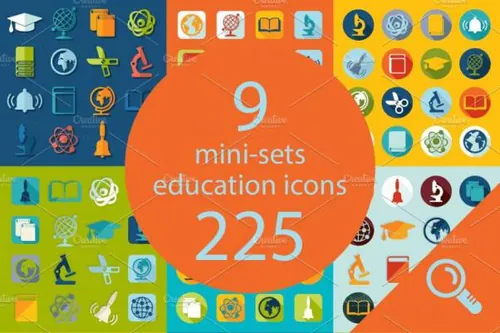 在线教育在线课程图标 9 EDUCATION sets of icon