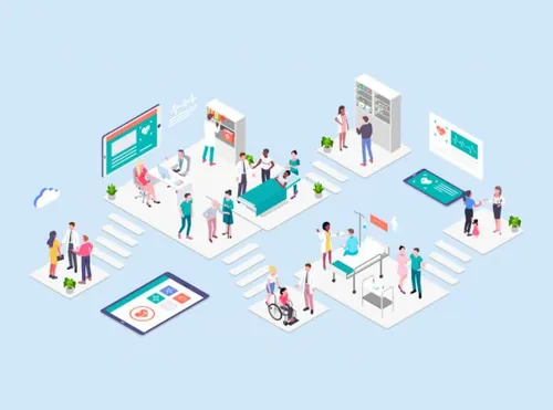 2.5D医院相关主题的矢量插画素材下载Hospital Concept