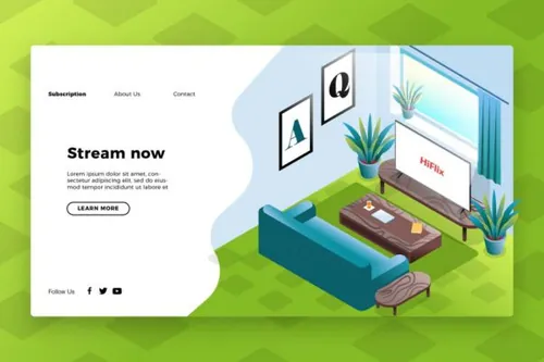 时尚高端2.5D等轴等距家庭娱乐横幅登陆页面entertainment