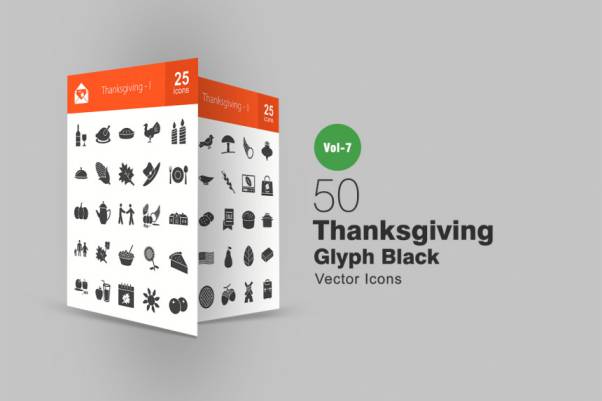 感恩节矢量符号图标素材 50 Thanksgiving Glyph