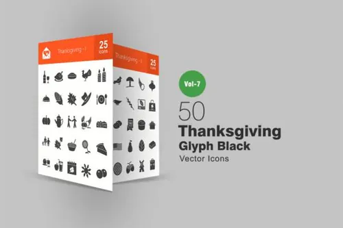 感恩节矢量符号图标素材 50 Thanksgiving Glyph