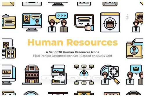 人力资源主题矢量图标 30 Human Resources Icons