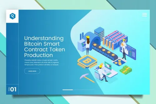 时尚高端简约流行的2.5D比特币区块链medical web head