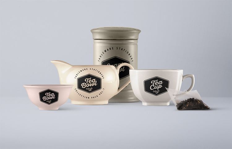 完整的与茶相关的psd餐具样机 Tableware Psd Mockup Vol7