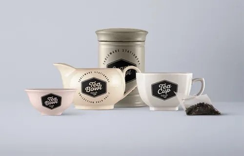 完整的与茶相关的psd餐具样机 Tableware Psd Mockup Vol7