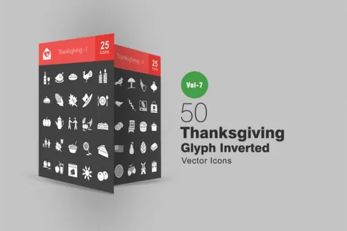 感恩节字形反转矢量图标素材 50 Thanksgiving Glyph