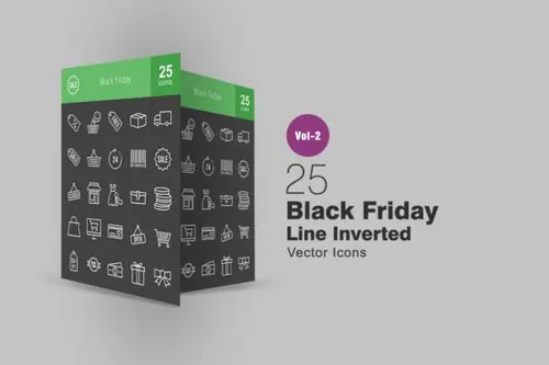 海淘购物节主题矢量线性图标 25 Black Friday Line