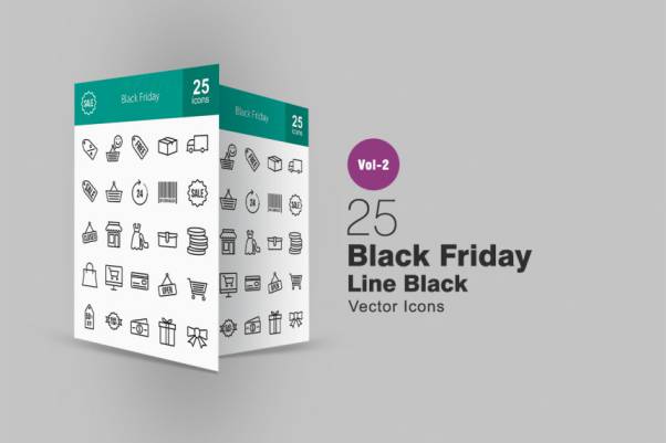 海淘购物节线性图标素材 25 Black Friday Line Ic