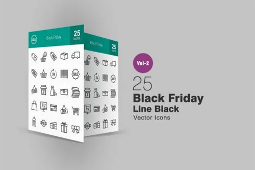 海淘购物节线性图标素材 25 Black Friday Line Ic