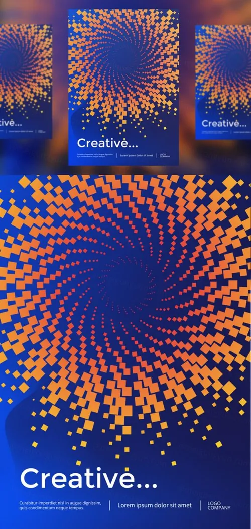 抽象图形渐变封边海报设计模板矢量图素材