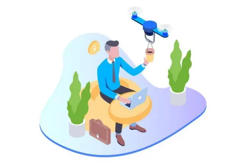 高端简约的2.5D等轴等距海报英雄标题咖啡 banner landin