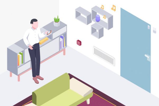 时尚高端简约的2.5D等轴等距英雄标题智能家居coffee-deliv