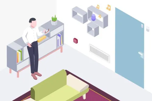 时尚高端简约的2.5D等轴等距英雄标题智能家居coffee-deliv