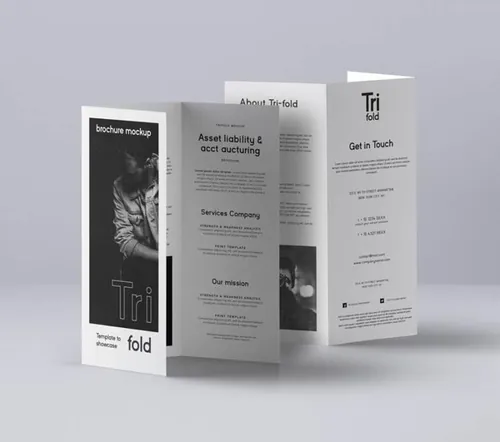 三折页排版设计样机 Psd Tri Fold Mockup US A4 Vol3