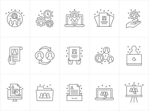 人力资源主题矢量线性图标v2 Human Resources Vect