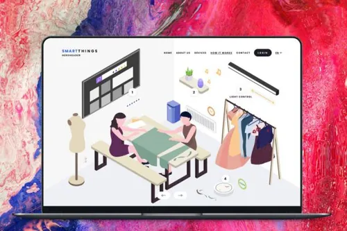 时尚高端简约的2.5D等轴等距海报英雄banner-landing-p