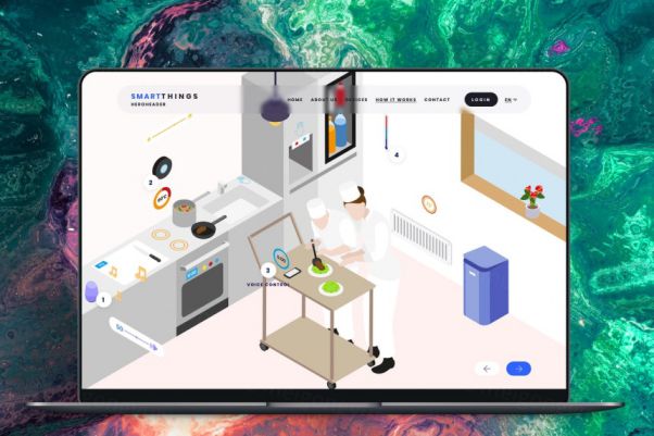 时尚高端简约的2.5D等轴等距海报英雄标题header smartth