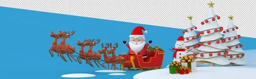 圣诞节3D渲染卡通可爱新年快乐场景PSD分层插画素材 Merry christmas happy new year