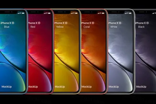 完美的带透视角度的 iPhone XR 设计样机 Psd iPhone XR Mockup
