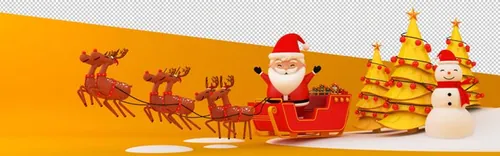 圣诞节3D渲染卡通可爱新年快乐场景PSD分层插画素材 Merry christmas happy new year