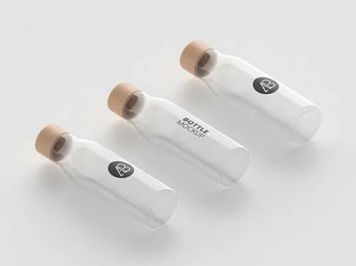 玻璃瓶贴图展示样机素材 Minimal Bottle Mockup