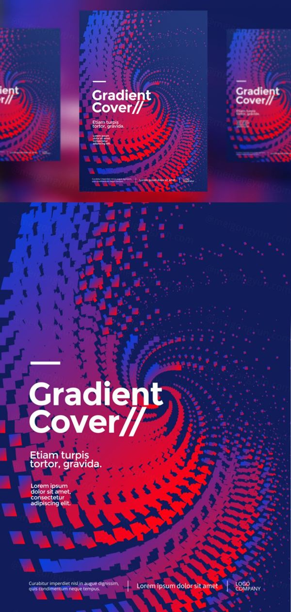 抽象图形渐变封边海报设计模板矢量图素材
