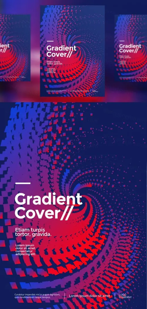 抽象图形渐变封边海报设计模板矢量图素材