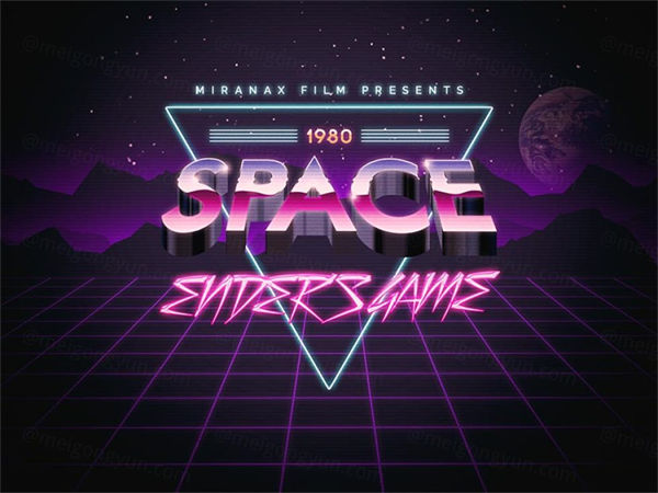 一款摇滚渐变题材PS立体文字模板样式photoshop text st