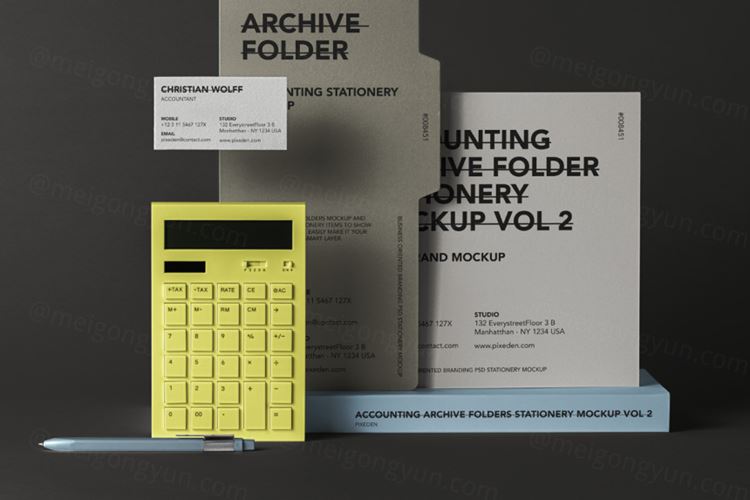 一套新的psd文件夹模型文具用品样机 Stationery Psd Folder Mockup Vol2