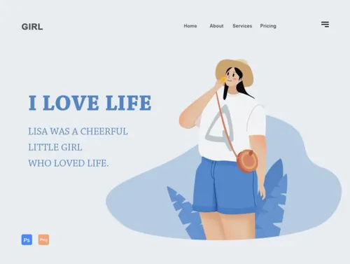 热爱生活爱笑的女孩 扁平简约商业插画素材 Business/Profe