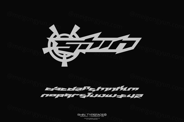 Y2K千禧风复古街机游戏锋利英文字体下载 Shin Type