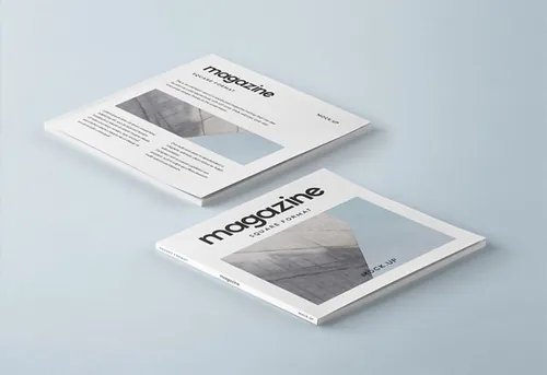 带有两个不同侧面的方形psd杂志 Square Psd Magazine Mockup Vol3
