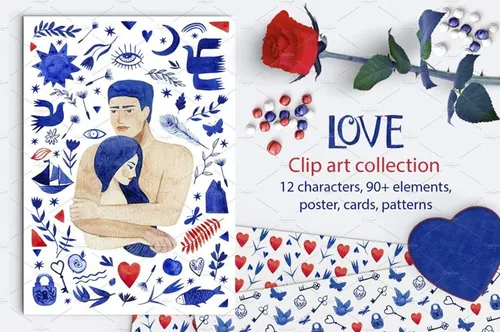 个性水彩浪漫情人节主题手绘插图  Love_Valentin