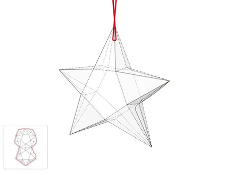 红色挂绳五角星模切图模图EPS源文件