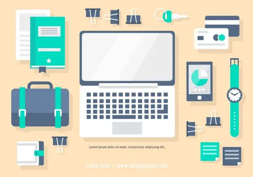 扁平化办公场景元素 Flat Office Workplace