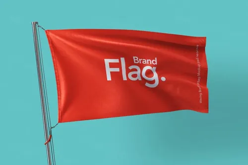 旗帜样机 Waving Brand Psd Flag Mockup