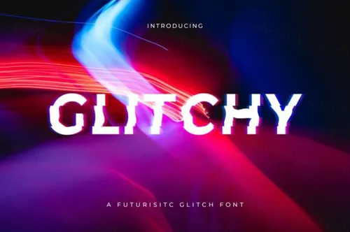 未来派赛博朋克数字故障效果英文装饰字体 Glitchy - A digital Glitch Font