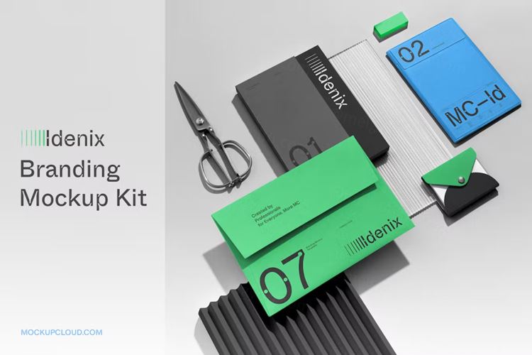 高质量企业办公文具高端品牌VI设计贴图展示样机PSD模板 I